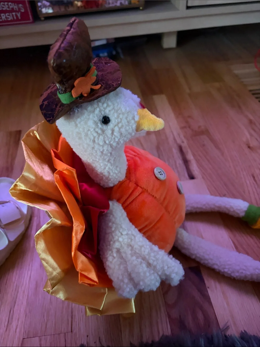 Plush Orange Turkey Thanksgiving Autumn Decoration